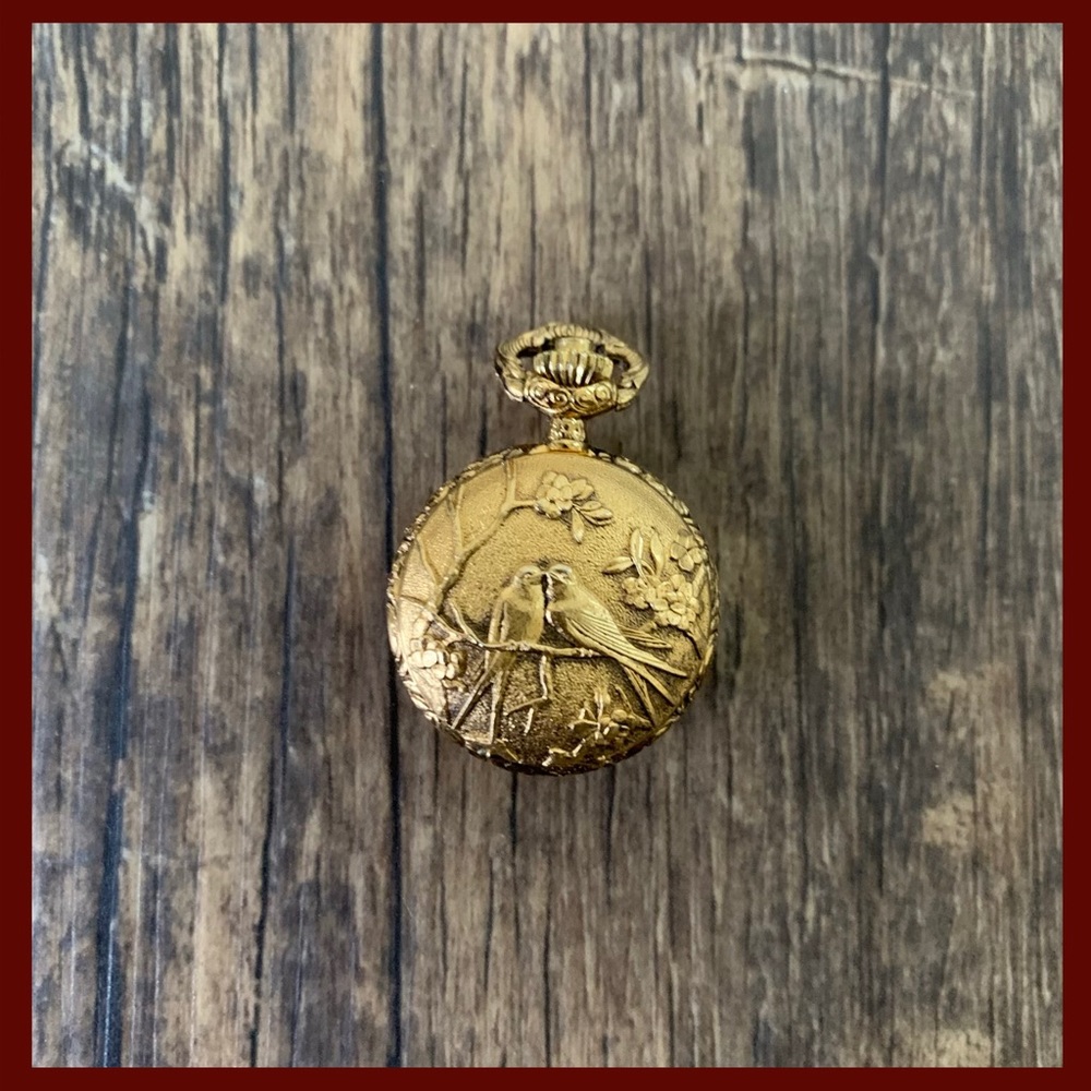 Gold Plated Wind Miniature bird Pocket Watch